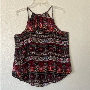 BCX Red and Black Tribal Print Tank Top Size Xl